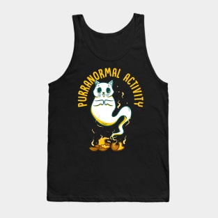 Funny Purranormal Activity Ghost Cat Halloween Tank Top